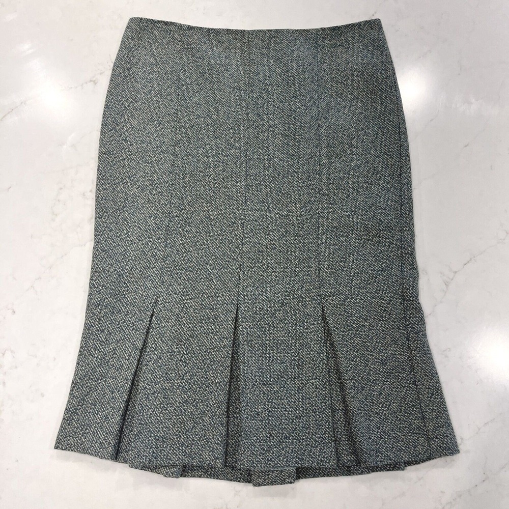 United Colors of Benetton Wool Blend Tweed Knee Skirt Pleat Dark Academia Career